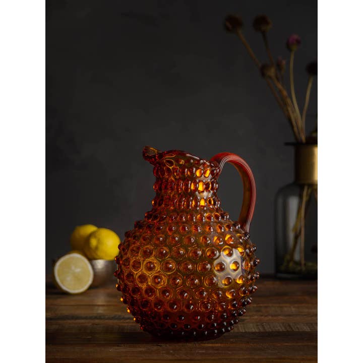 Glass Handmade Hobnail Pitcher