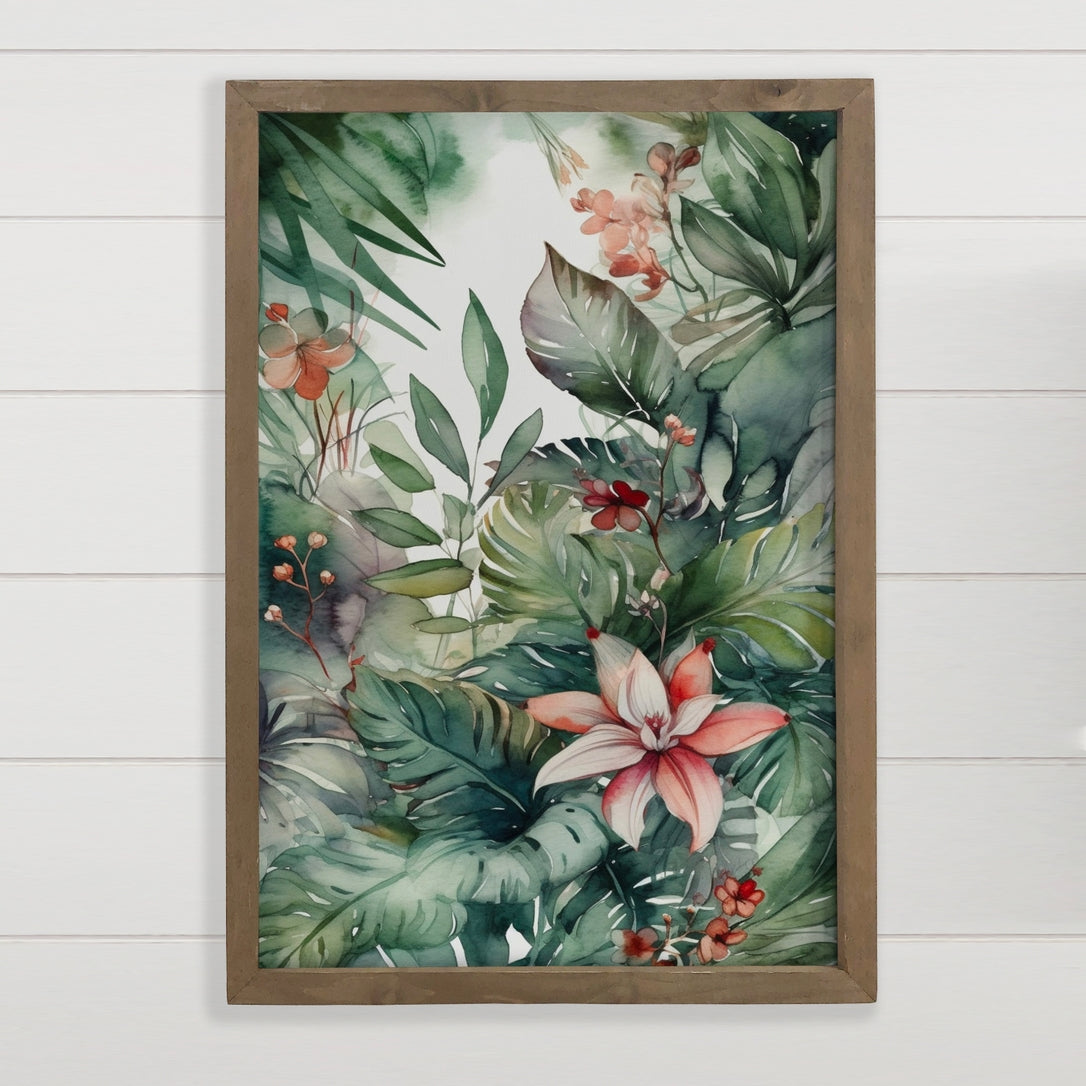 Tropical Bliss Wall Art - Tropical Canvas Art - Wood Framed 12x18
