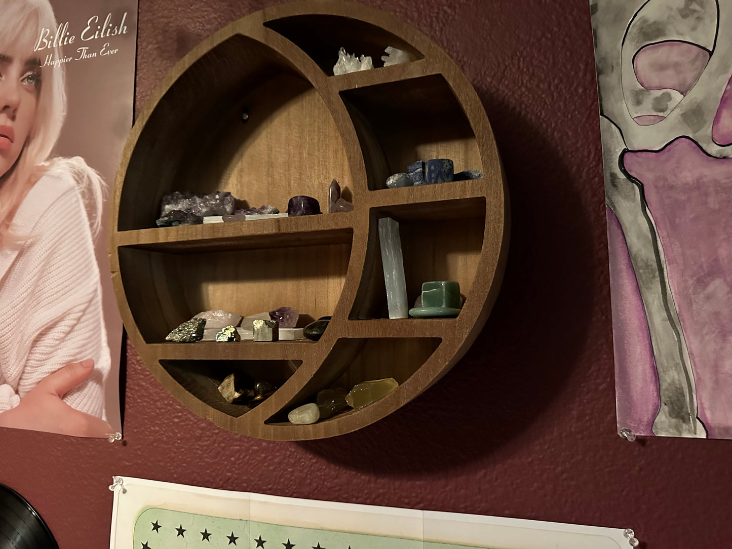 Floating Moon Shelf Display Farmhouse Home Decor Wood Wall Shelf