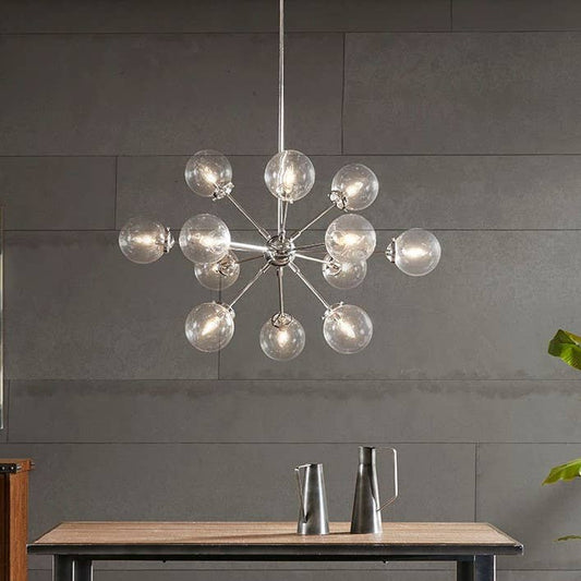12-Light Clear Glass Shade Industrial Chandelier