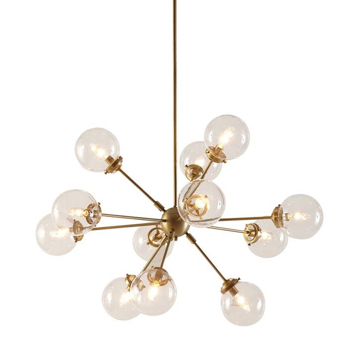 12-Light Clear Glass Shade Industrial Chandelier