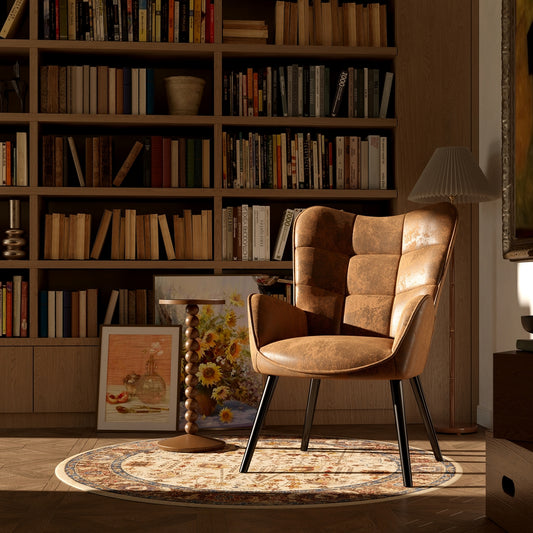 Modern Tufted Accent Chair with Suede Finish