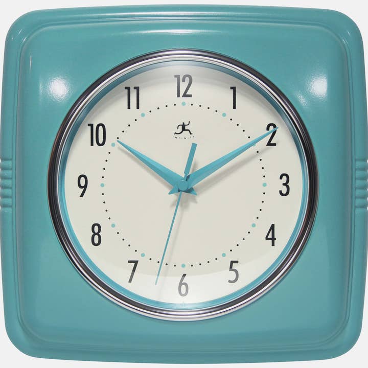 Square Retro Wall Clock Kitchen Clock Cafe Vintage