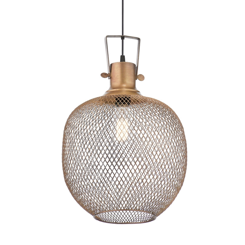 13.5" Brass Mesh Pendant Lamp