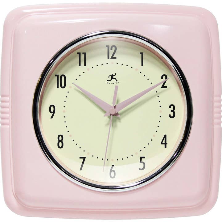 Square Retro Wall Clock Kitchen Clock Cafe Vintage