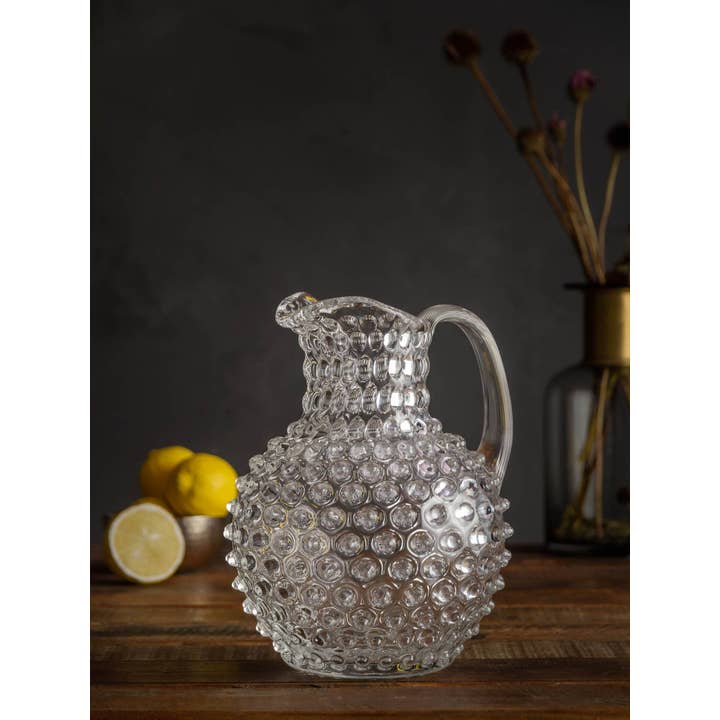Glass Handmade Hobnail Pitcher