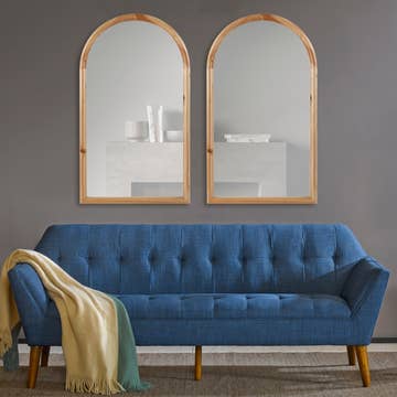 Natural Arched Wood Wall Mirror