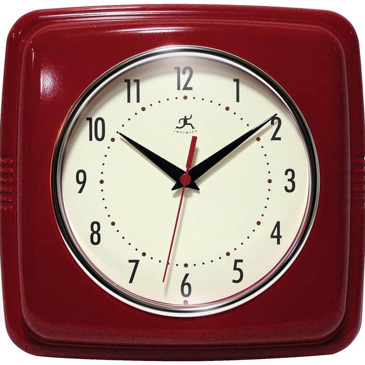 Square Retro Wall Clock Kitchen Clock Cafe Vintage