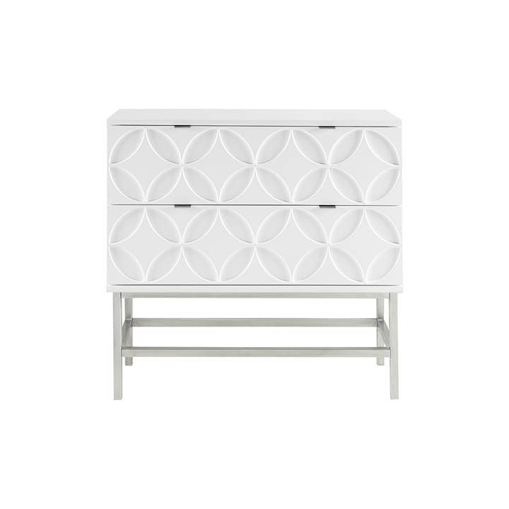 High Gloss White 2-Drawer Accent Chest