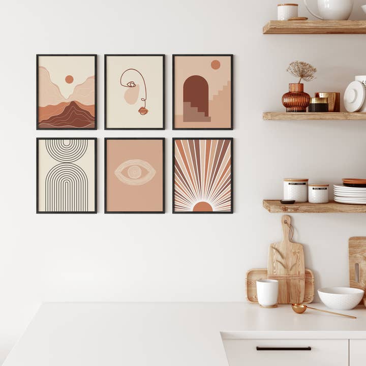 Blush Boho Wall Art Set Set of 6 Wall Art Prints