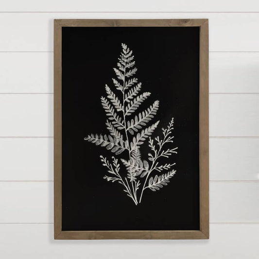 Black Background Leaves Drawing - Simple Nature Canvas Art 12x18