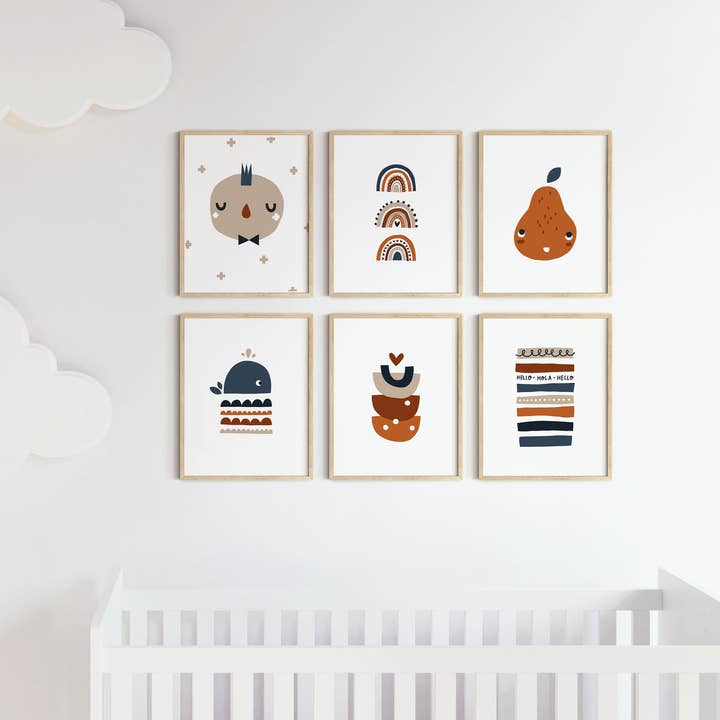 Boho Nursery Set of 6 Wall Art Prints