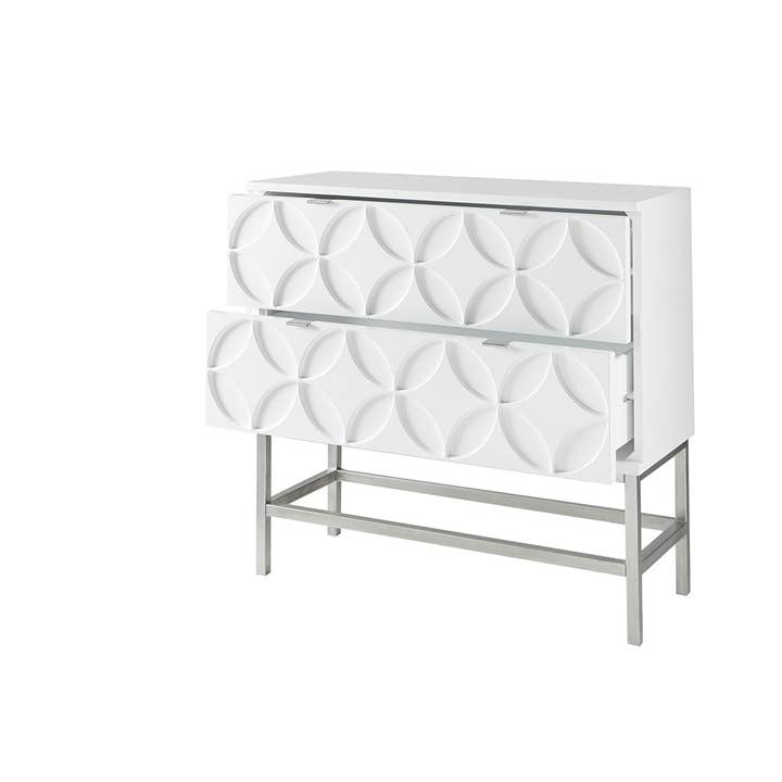 High Gloss White 2-Drawer Accent Chest