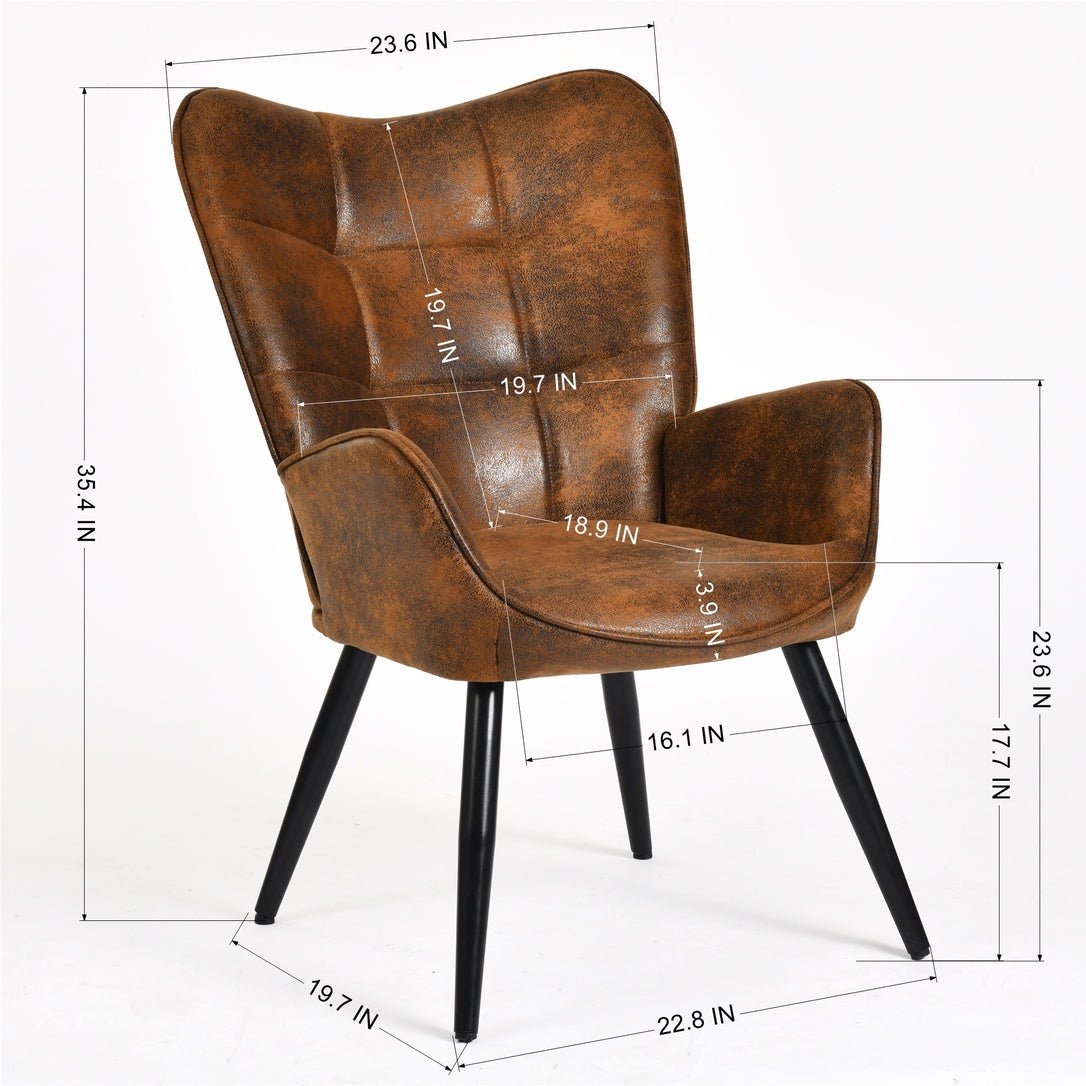 Modern Tufted Accent Chair with Suede Finish