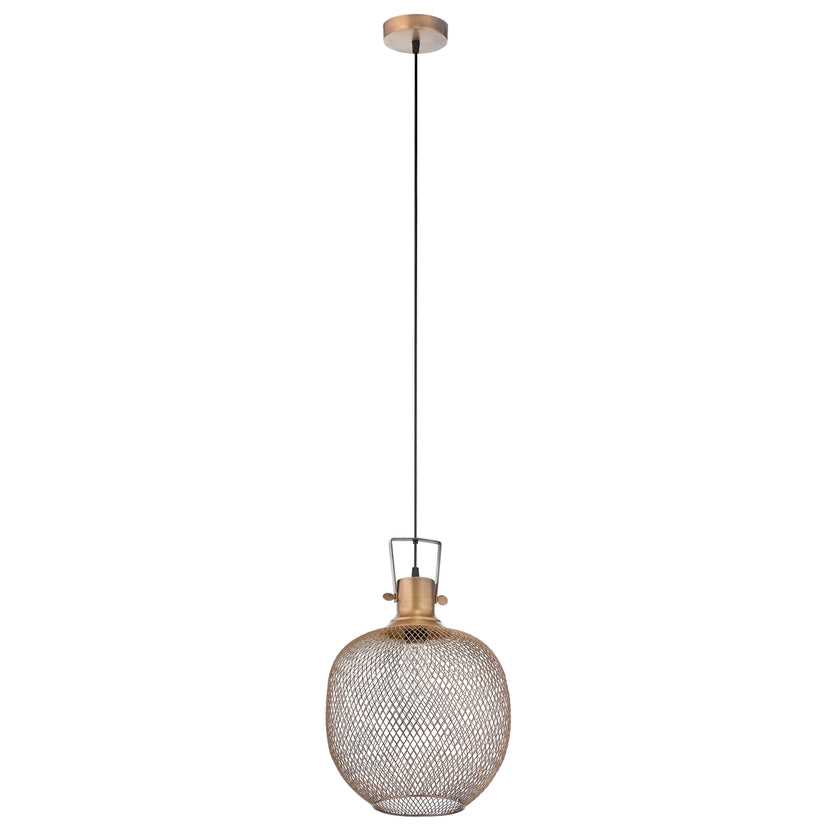 13.5" Brass Mesh Pendant Lamp