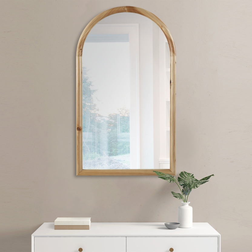 Natural Arched Wood Wall Mirror