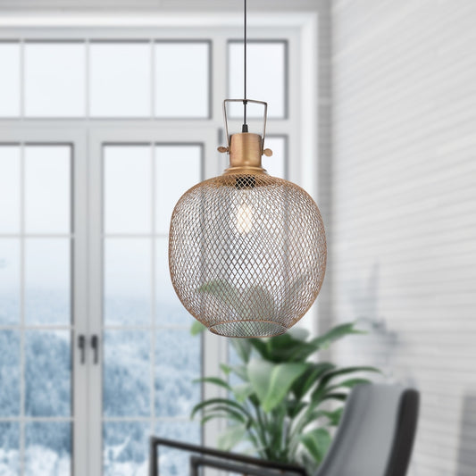 13.5" Brass Mesh Pendant Lamp