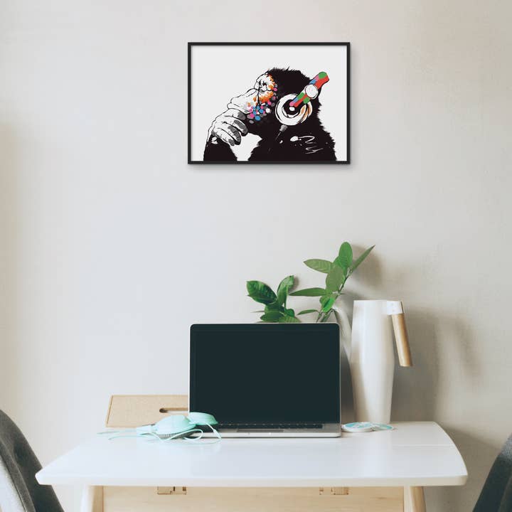 Banksy Thinker Headphones Wall Art Print