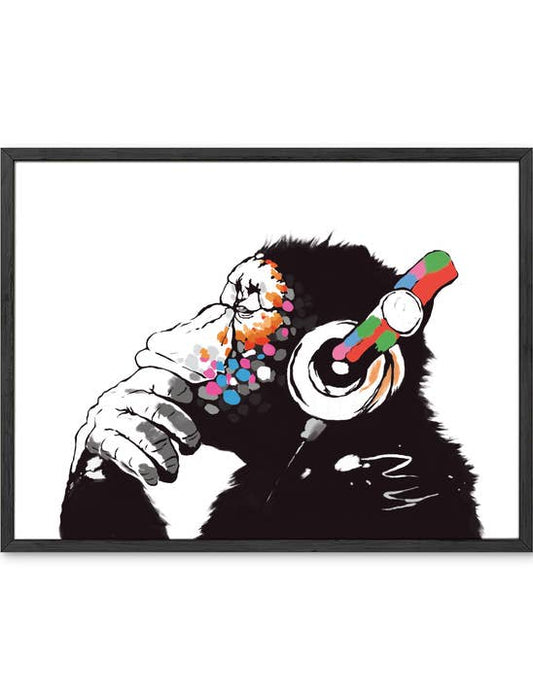 Banksy Thinker Headphones Wall Art Print