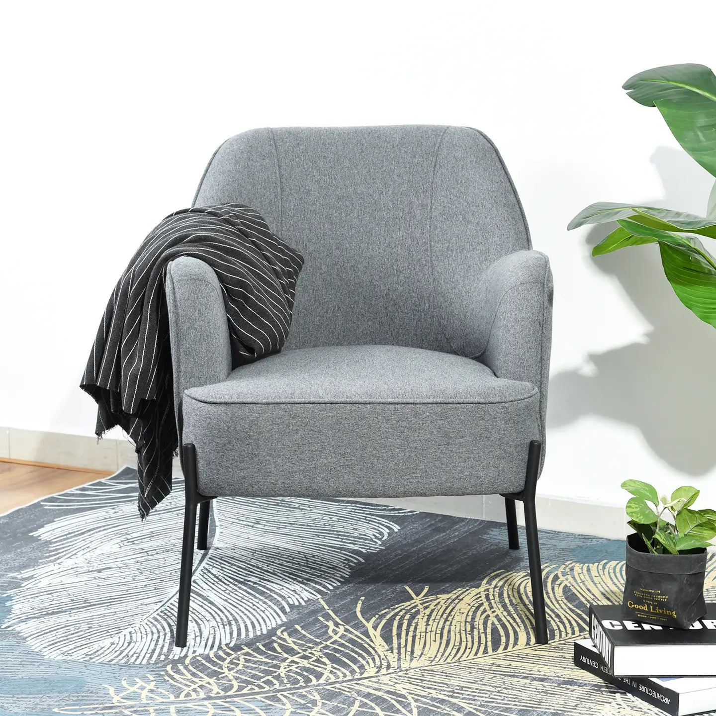 Blue Fabric Accent Chair
