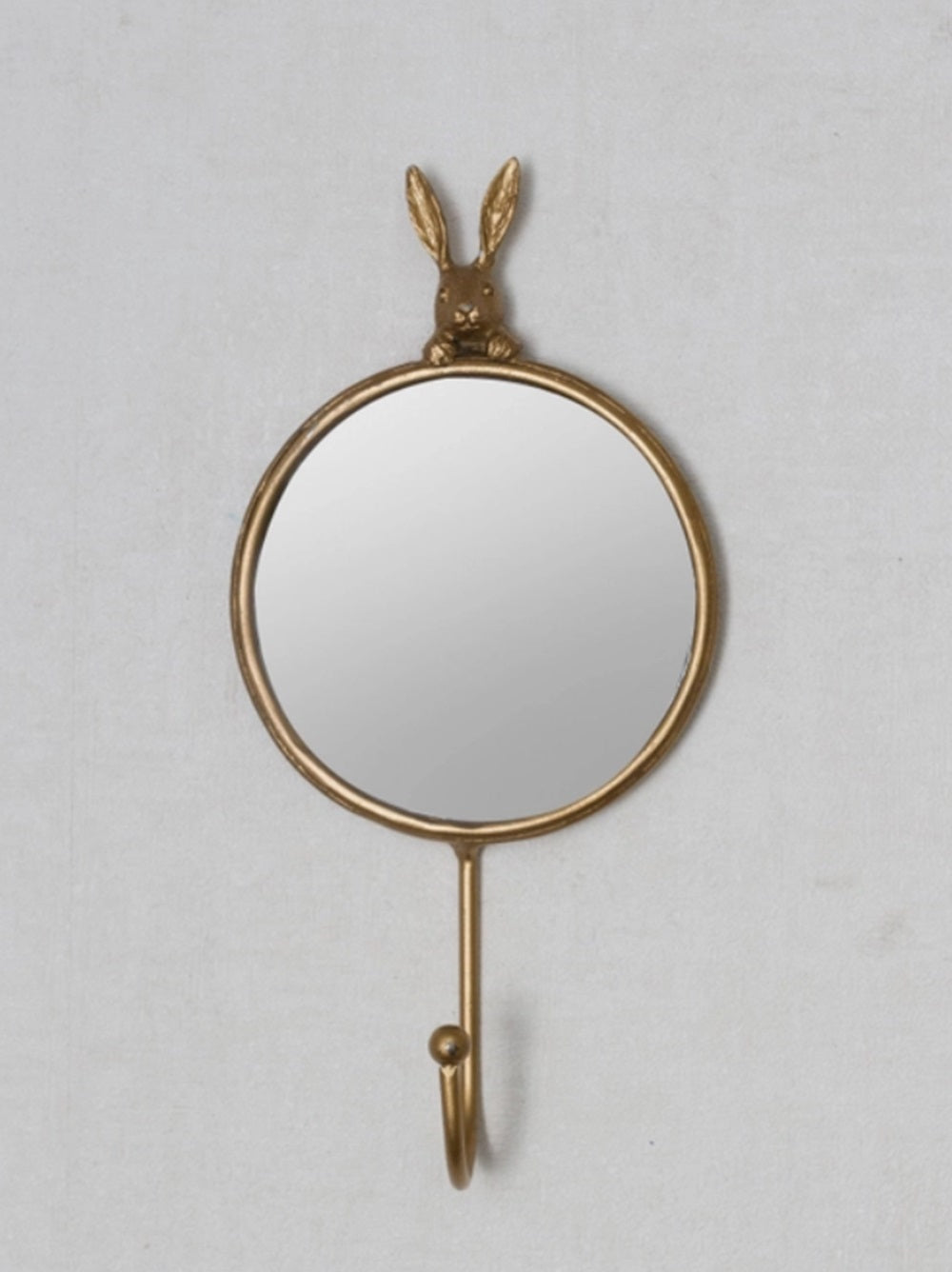 Whimsical 2 Piece Set Golden Rabbit Mirror Hooks