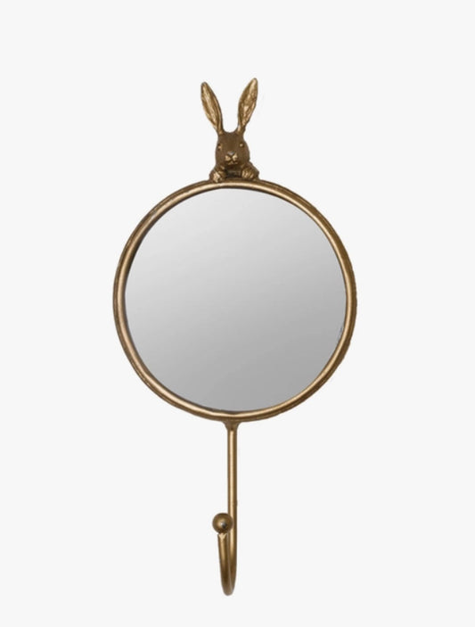 Whimsical 2 Piece Set Golden Rabbit Mirror Hooks