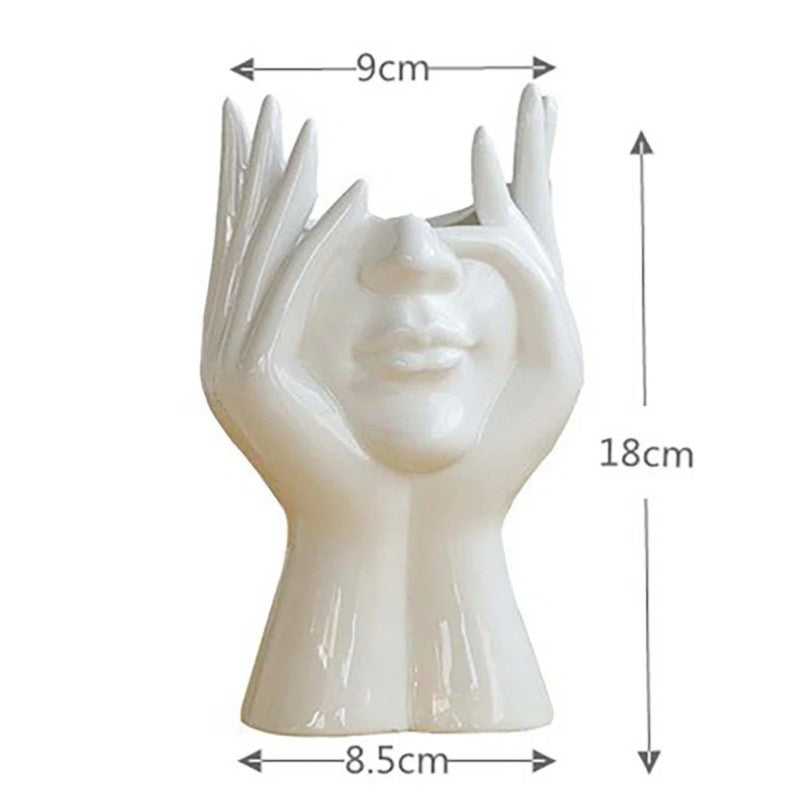 Nordic Style Body Art Ceramic Vase Ornaments Handicraft Human Face Vase Living Room Flower Vase