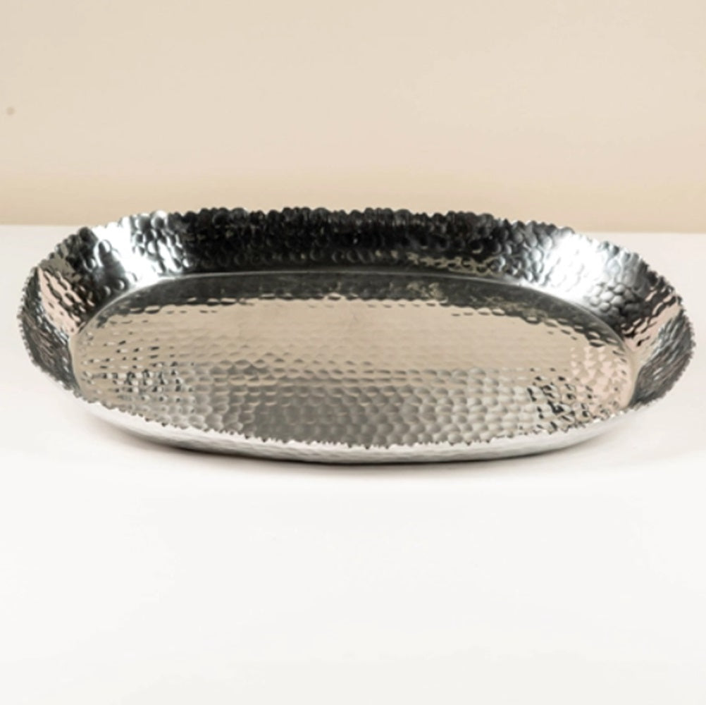 Aluminum Hammered Oval Torn Edge Tray