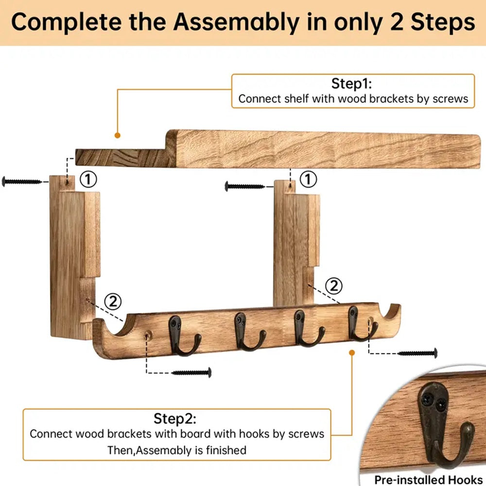 Wall Mounted Coat Rack With Shelf