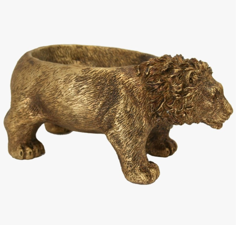 Lion Gold Toned Decorative Bowl