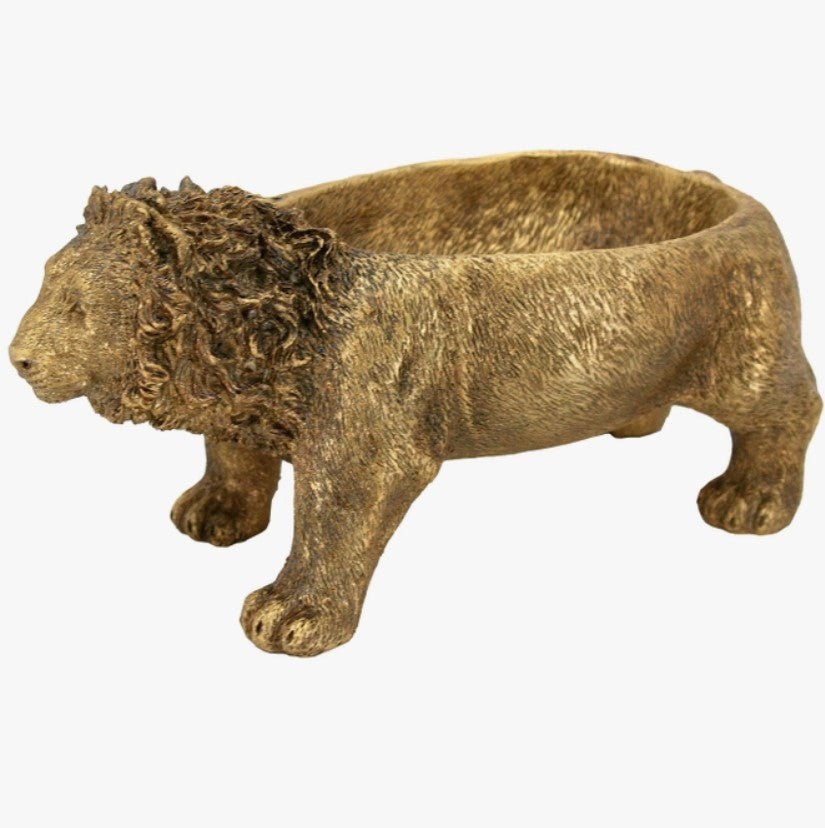 Lion Gold Toned Decorative Bowl