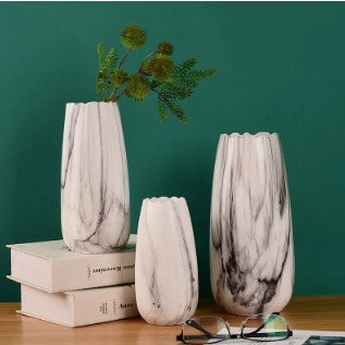 Italian Inspired Faux Marble Porcelain Vase