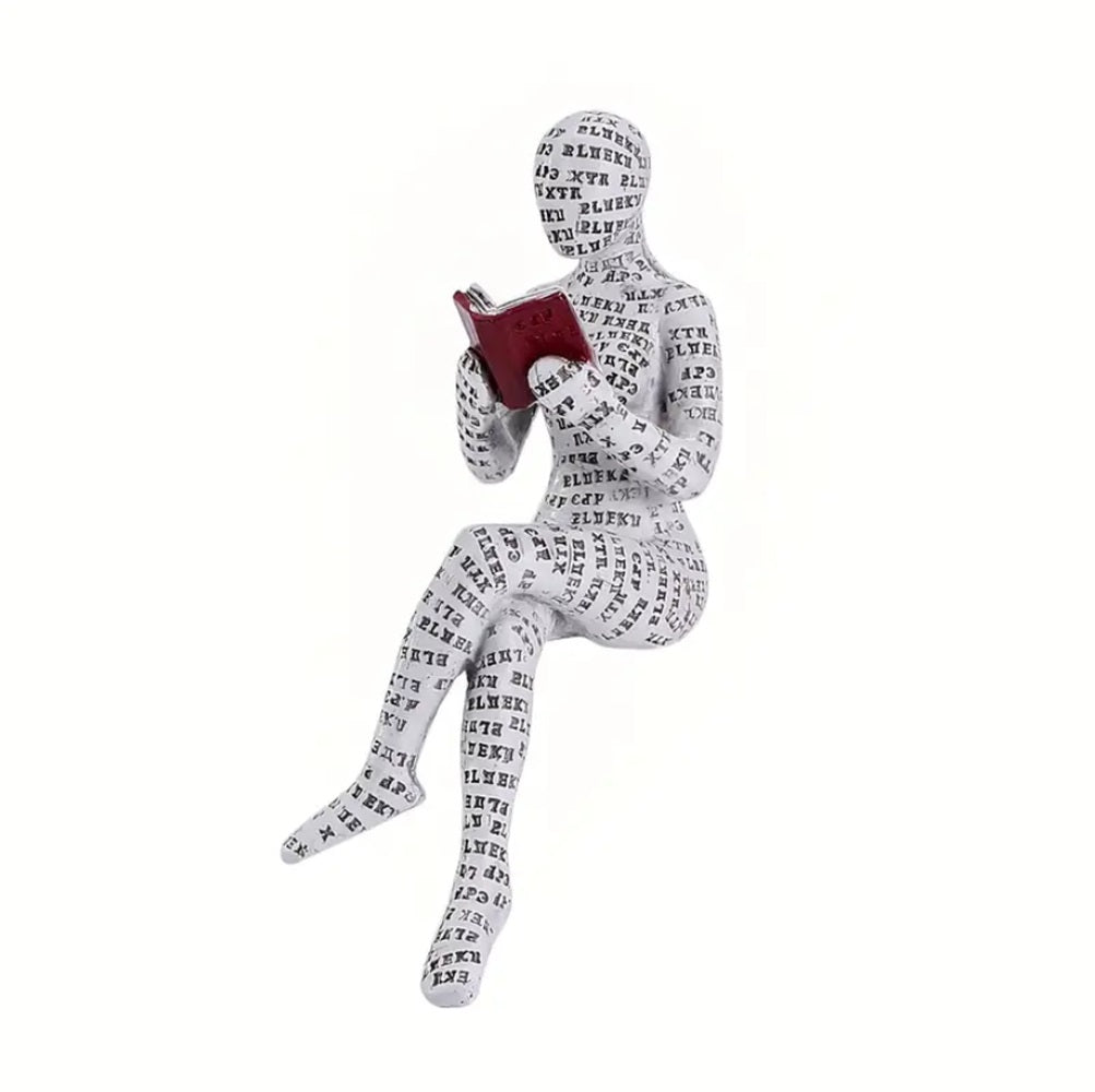 Reading Sculpture Shelf Accent Decor Ledge Book Lover Legs Crossed