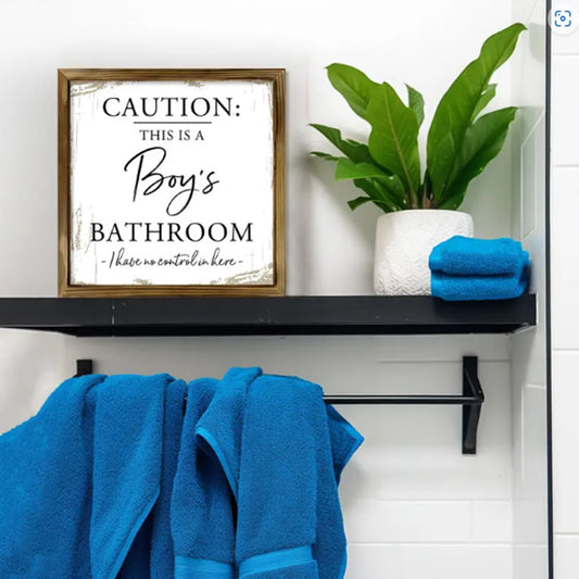 Bathroom Art Print 8x8in Framed Vintage Rustic Farmhouse Wall Decor