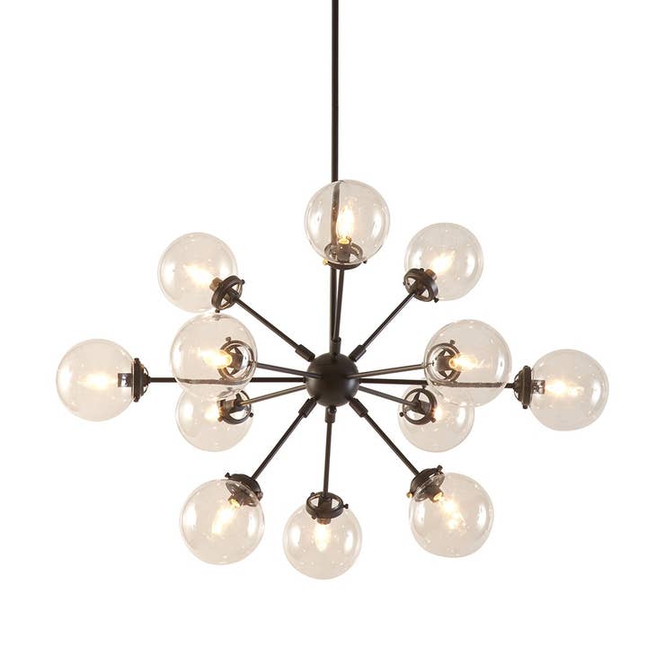 12-Light Clear Glass Shade Industrial Chandelier