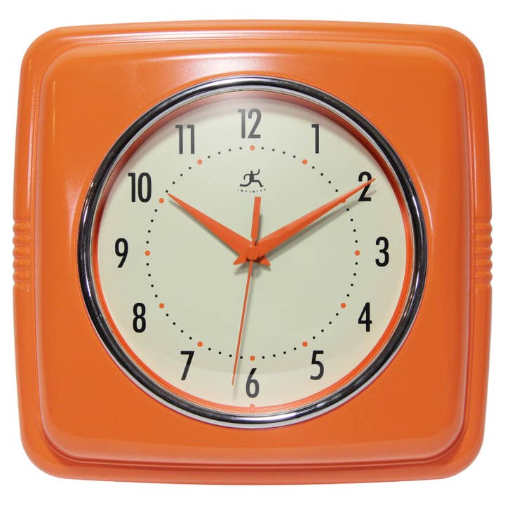 Square Retro Wall Clock Kitchen Clock Cafe Vintage