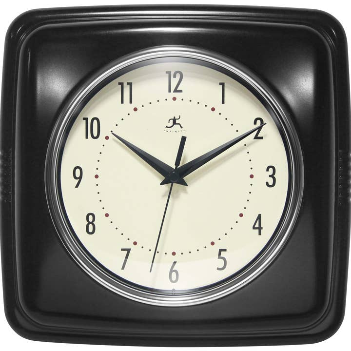 Square Retro Wall Clock Kitchen Clock Cafe Vintage