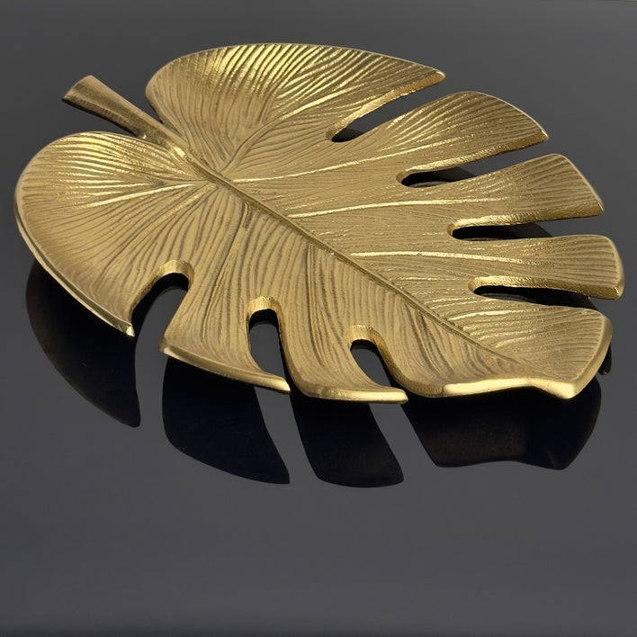 Textured Gold Tropical Leaf Tray
