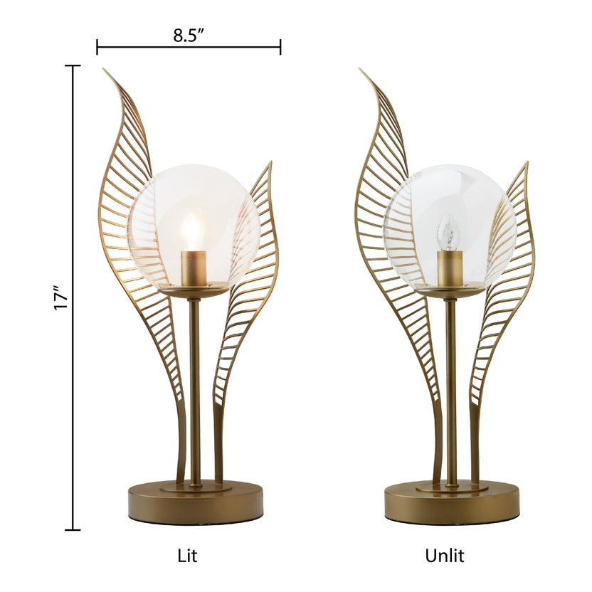 17" MCM Gold Novelty Leaf Table Lamp