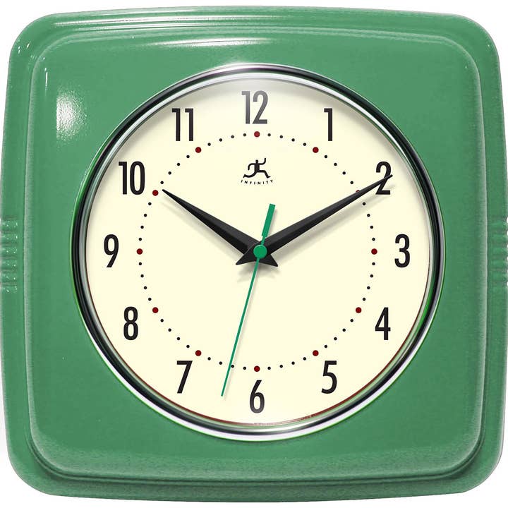 Square Retro Wall Clock Kitchen Clock Cafe Vintage