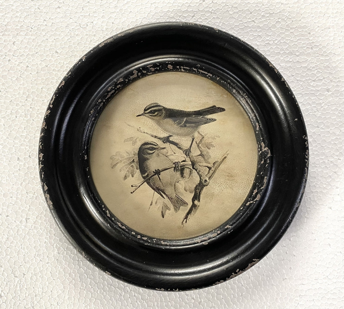 Round Victorian Wall Art With Two Birds