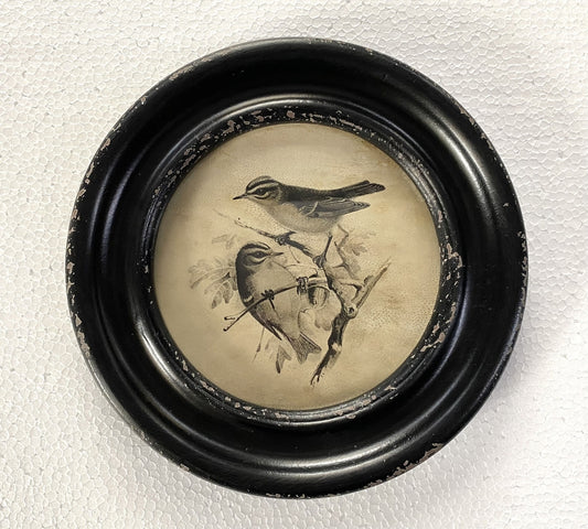 Round Victorian Wall Art With Two Birds