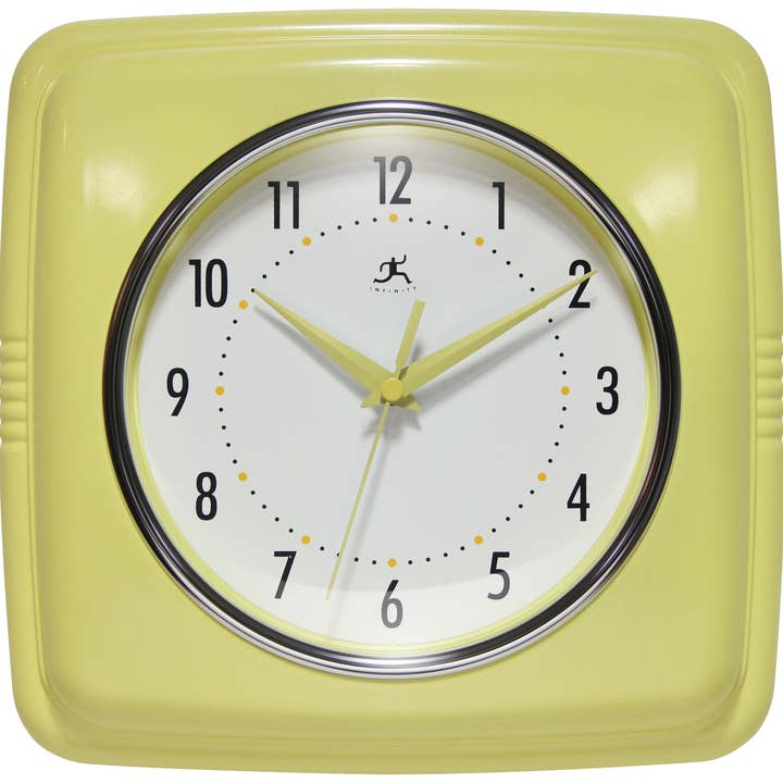 Square Retro Wall Clock Kitchen Clock Cafe Vintage