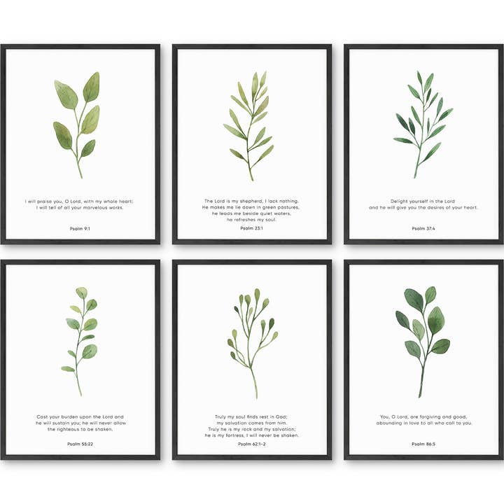 Bible Verses Set of 6 Wall Art Prints