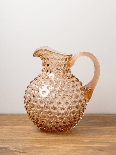 Glass Handmade Hobnail Pitcher