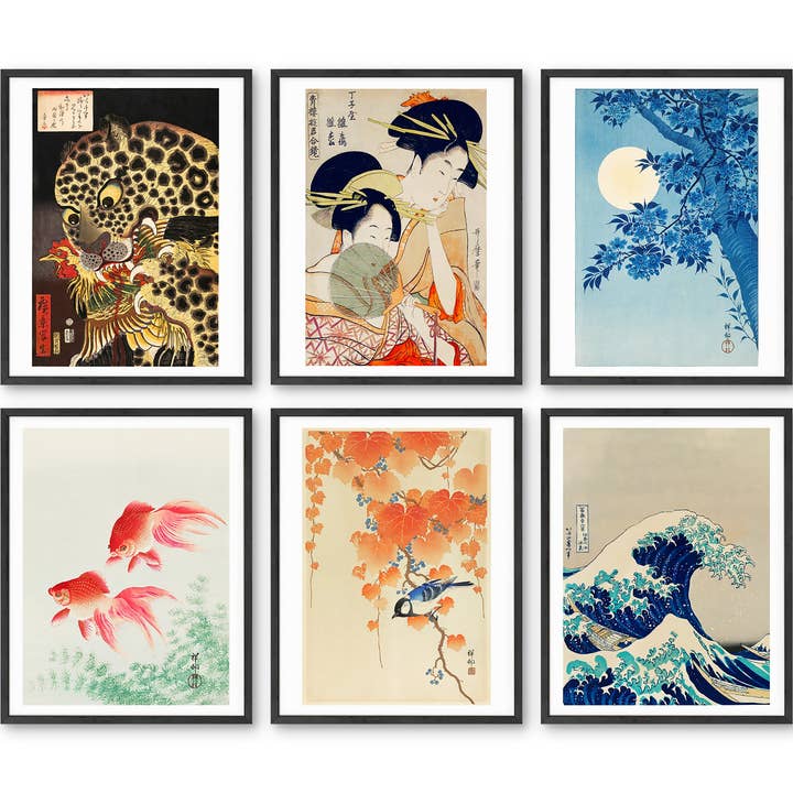 Japanese Set of 6 Wall Art Prints