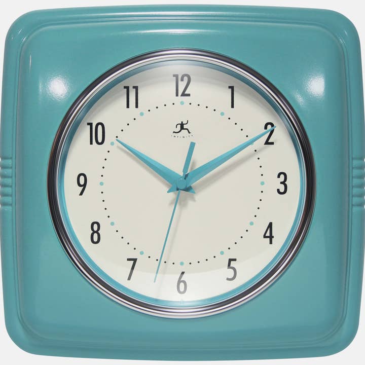 Square Retro Wall Clock Kitchen Clock Cafe Vintage