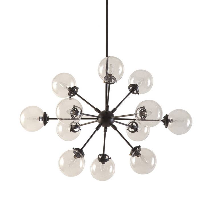 12-Light Clear Glass Shade Industrial Chandelier