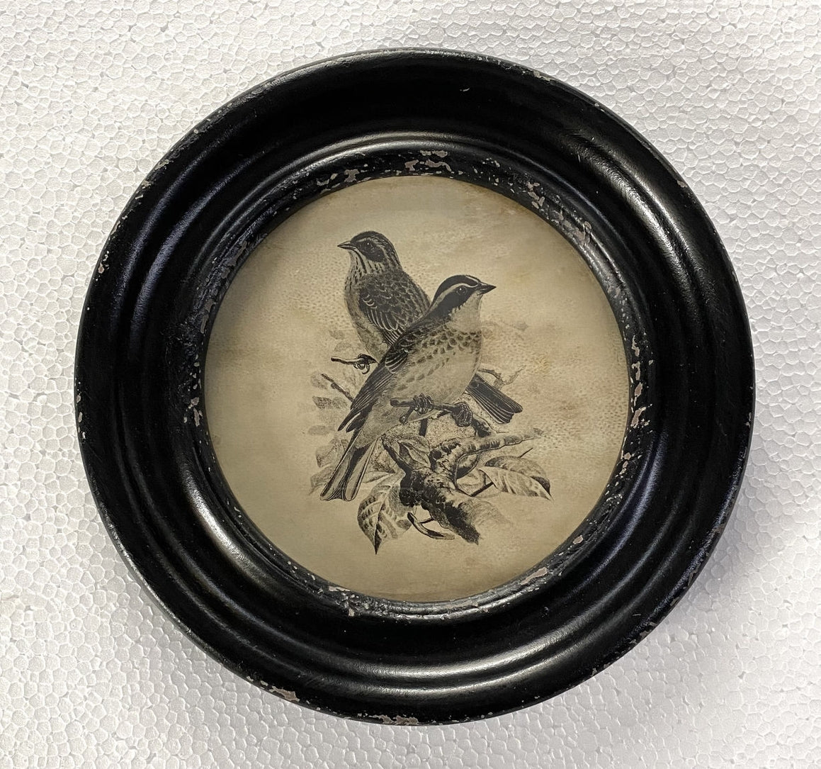 Round Victorian Wall Art With Two Birds
